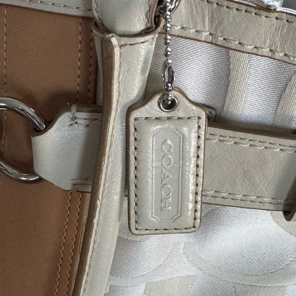 Coach Elegant Cream and Tan Designer Tote Bag super clean inside. - Picture 2 of 7